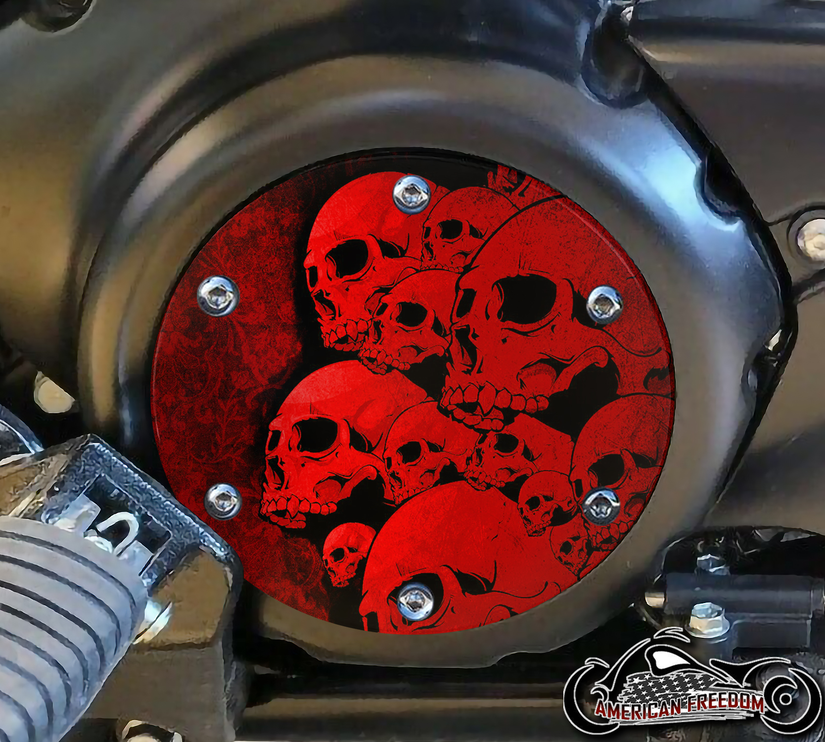 SUZUKI M109R Derby/Engine Cover - Skull Pile (Red)